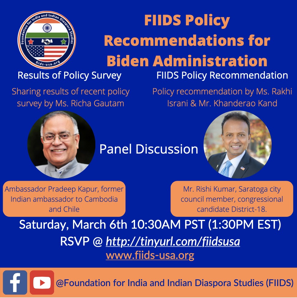 Indo-American Policy Recommendations for Biden Administration
